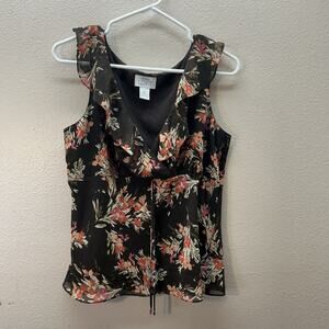 Y2K Babydoll Top SZ 8 Fairy Floral Chiffon Boho Twee‎ Cottagecore Romantic LOFT